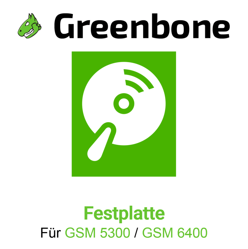 Greenbone Festplatte für GSM 5300 und GSM 6400 Symbolbild mit Greenbone logo
