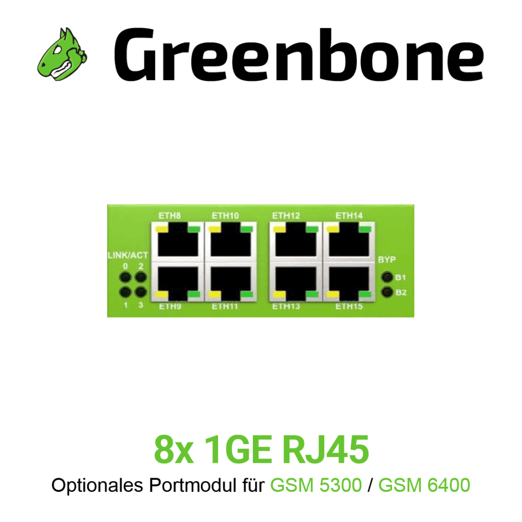 Greenbone Vorschaubild für Optionales Portmodul für GSM-5300 und GSM-6400 mit 8 mal 1 GE RJ45 Ports mit Greenbone logo