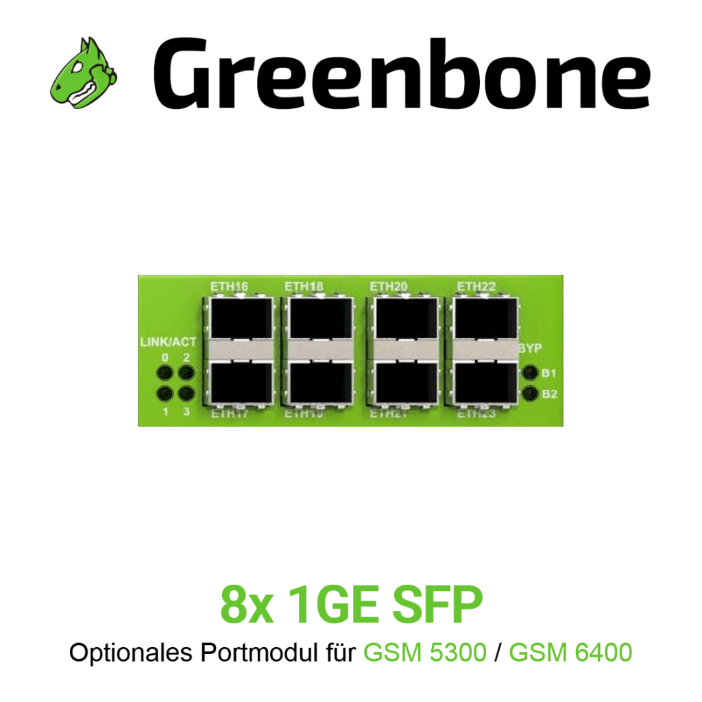 Greenbone Vorschaubild für Optionales Portmodul für GSM-5300 und GSM-6400 mit 8 mal 1 GE SFP Ports mit Greenbone logo