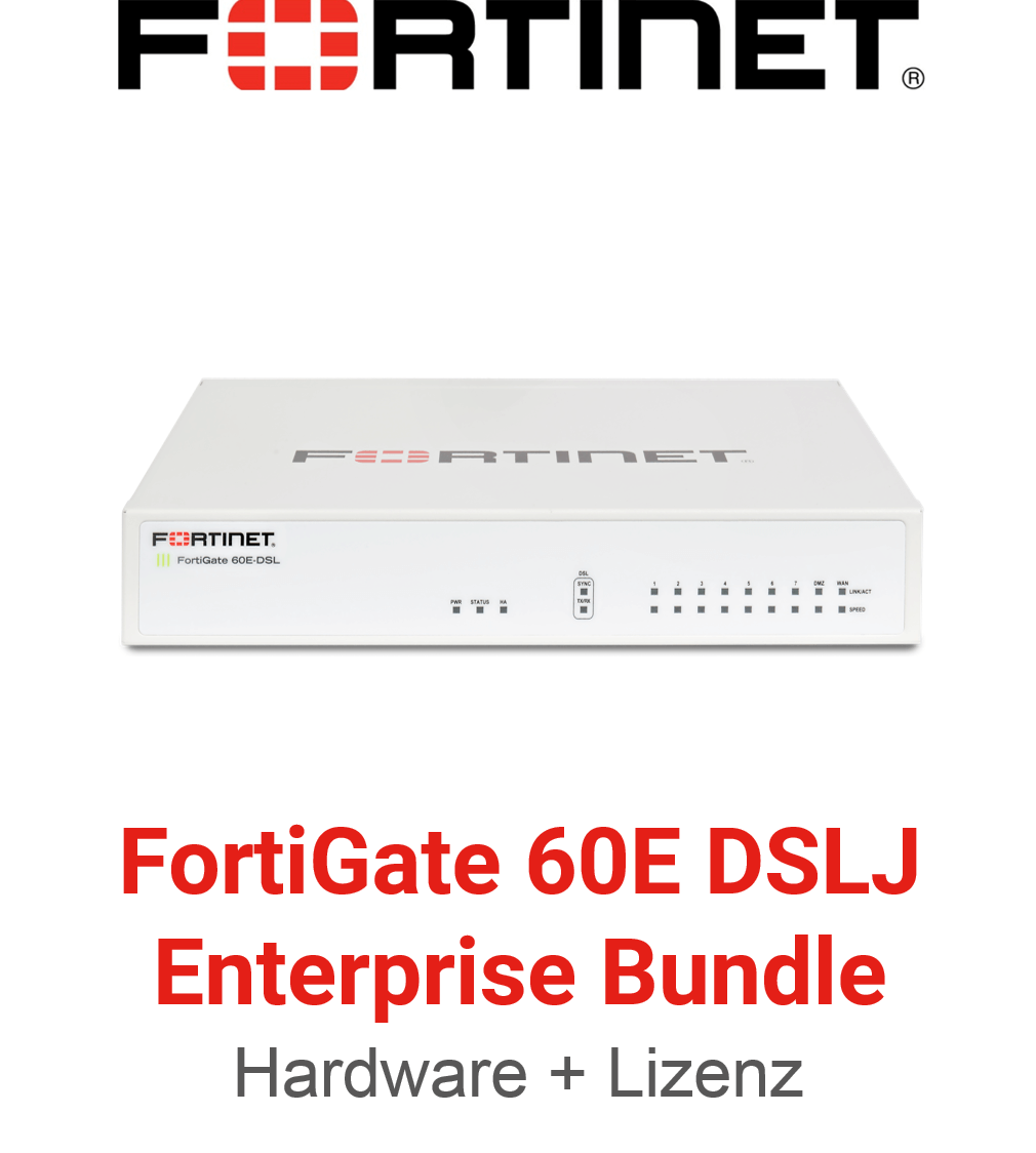 Fortinet FortiGate-60E-DSLJ - Enterprise Bundle (Hardware + Lizenz)