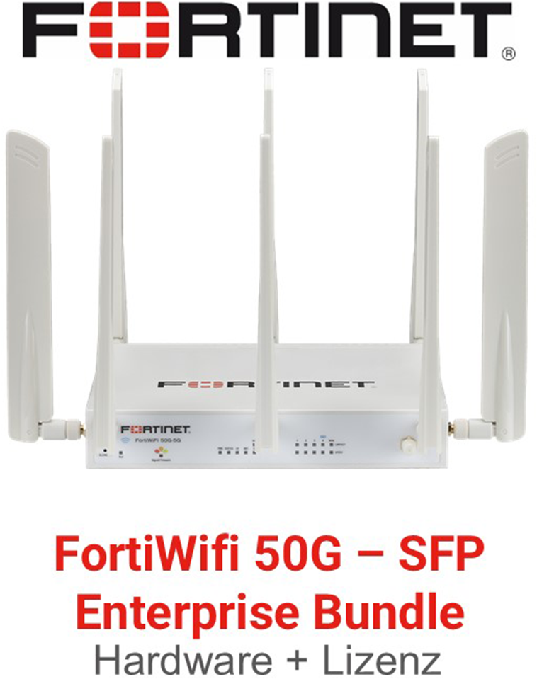 Fortinet FortiWiFi 50G SFP Firewall Hardware + Enterprise Protection Lizenz Vorderseite