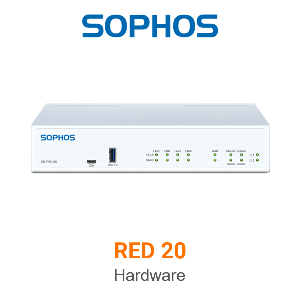 Sophos RED 20 Hardware Vorschaubild mit Sophos logo und Modellbezeichnung
