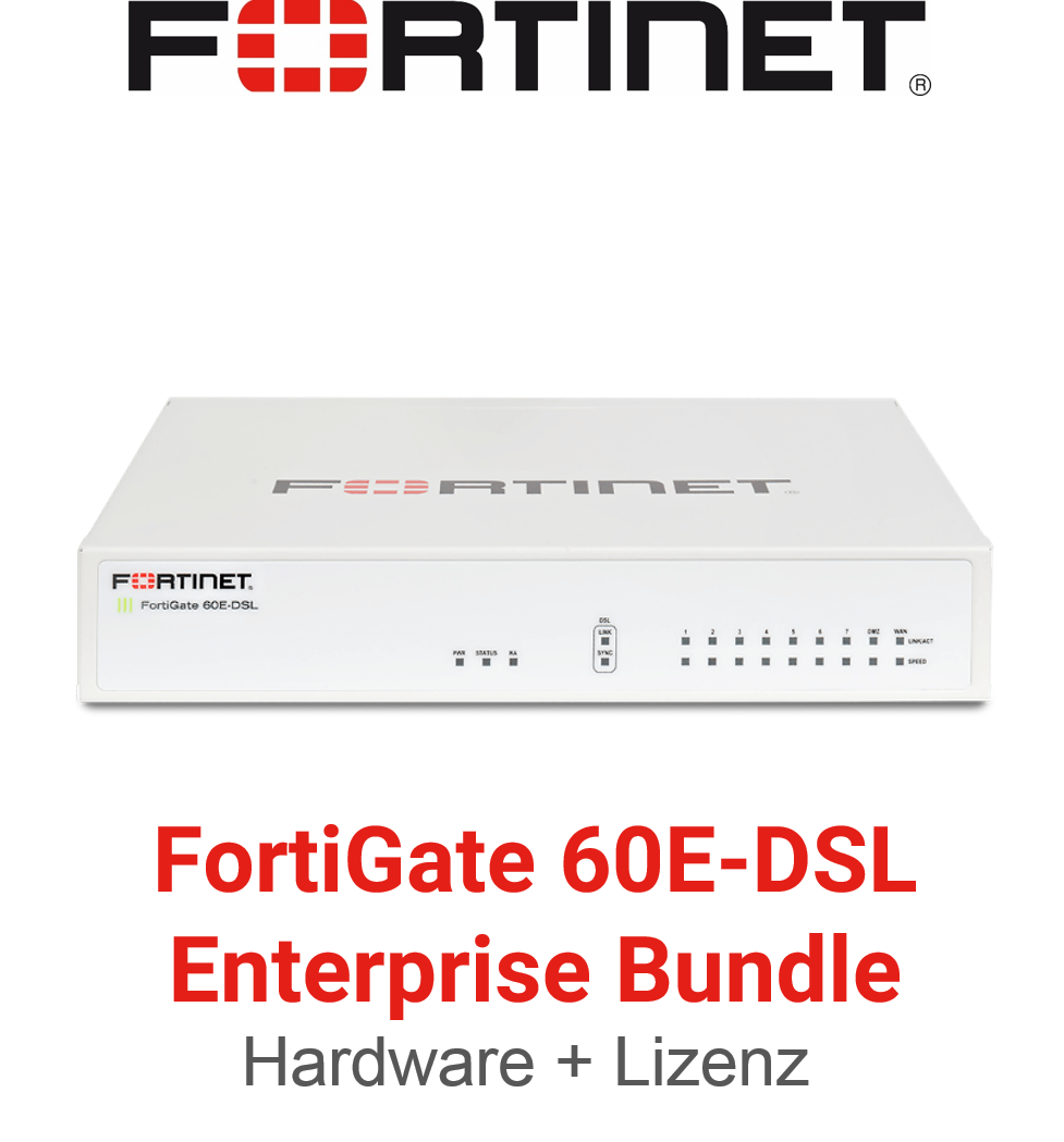 Fortinet FortiGate-60E-DSL - Enterprise Bundle (Hardware + Lizenz)