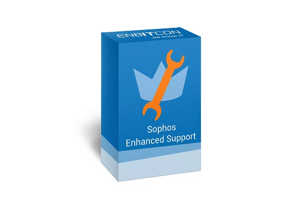 Sophos Enhanced Support Box Vorschaubild bestehend aus einem orangenem Schraubenschlüsssel auf einer blauen Box