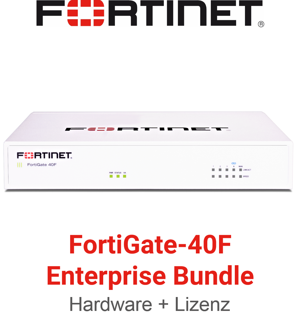 Fortinet FortiGate 40F Firewall Hardware + Enterprise Protection Lizenz Vorderseite