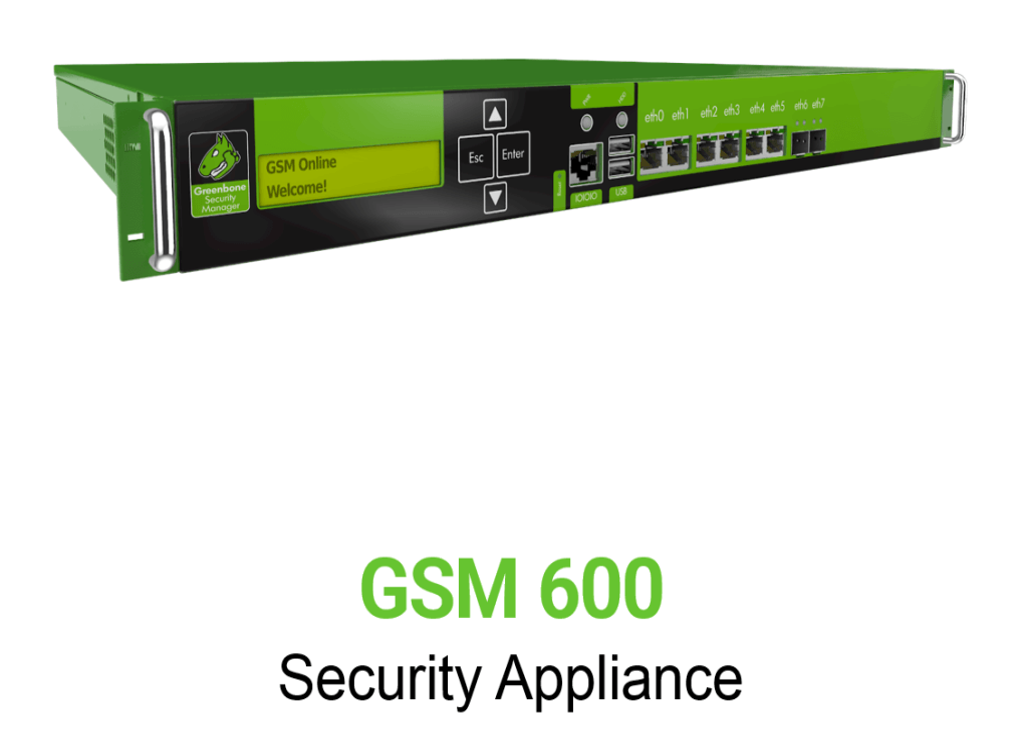 Greenbone GSM-600 Security Appliance Vorschaubild ohne Greenbone logo und mit  Modellbezeichnung