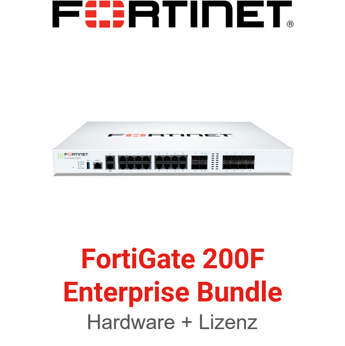 FortiGate 200F Enterprise Protection Hardwareansicht von vorne