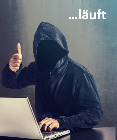 Ein Hacker der Daumen macht