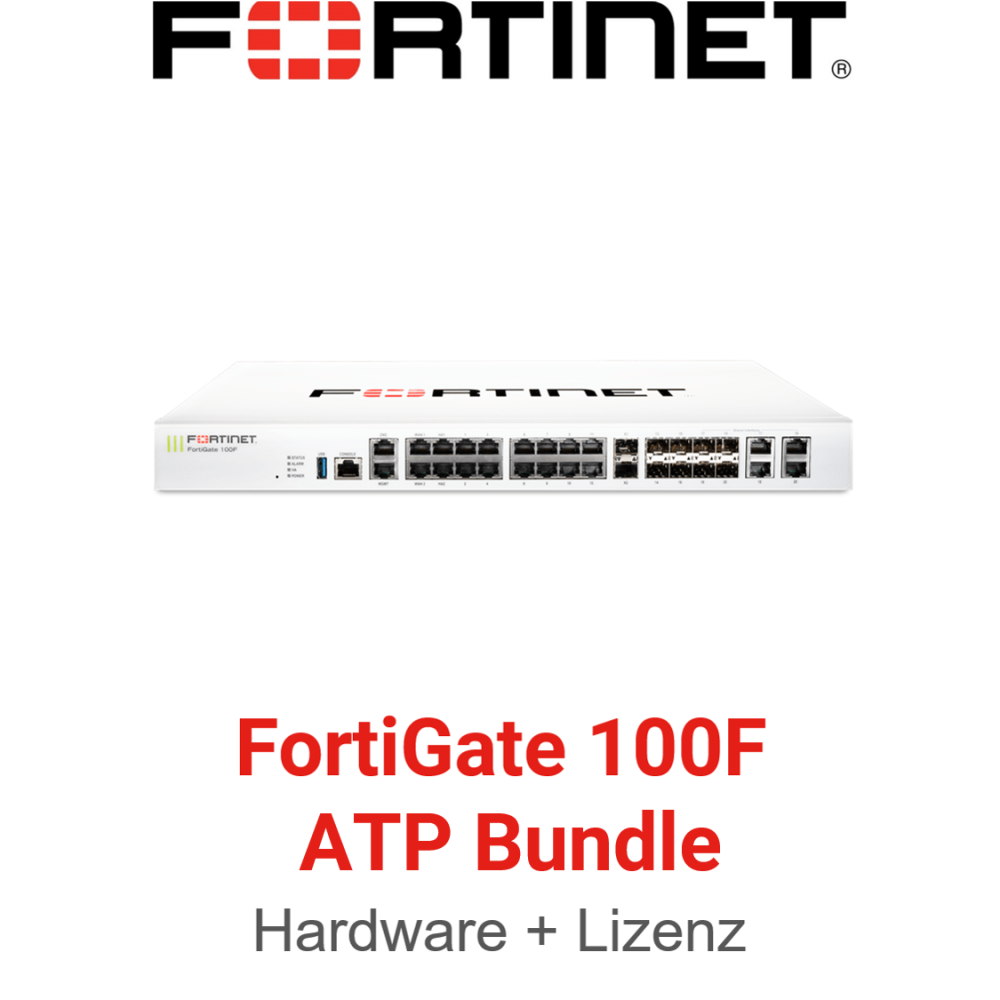 Fortinet FortiGate 100F Firewall Hardware + Advanced Threat Protection (ATP) Lizenz Vorderseite
