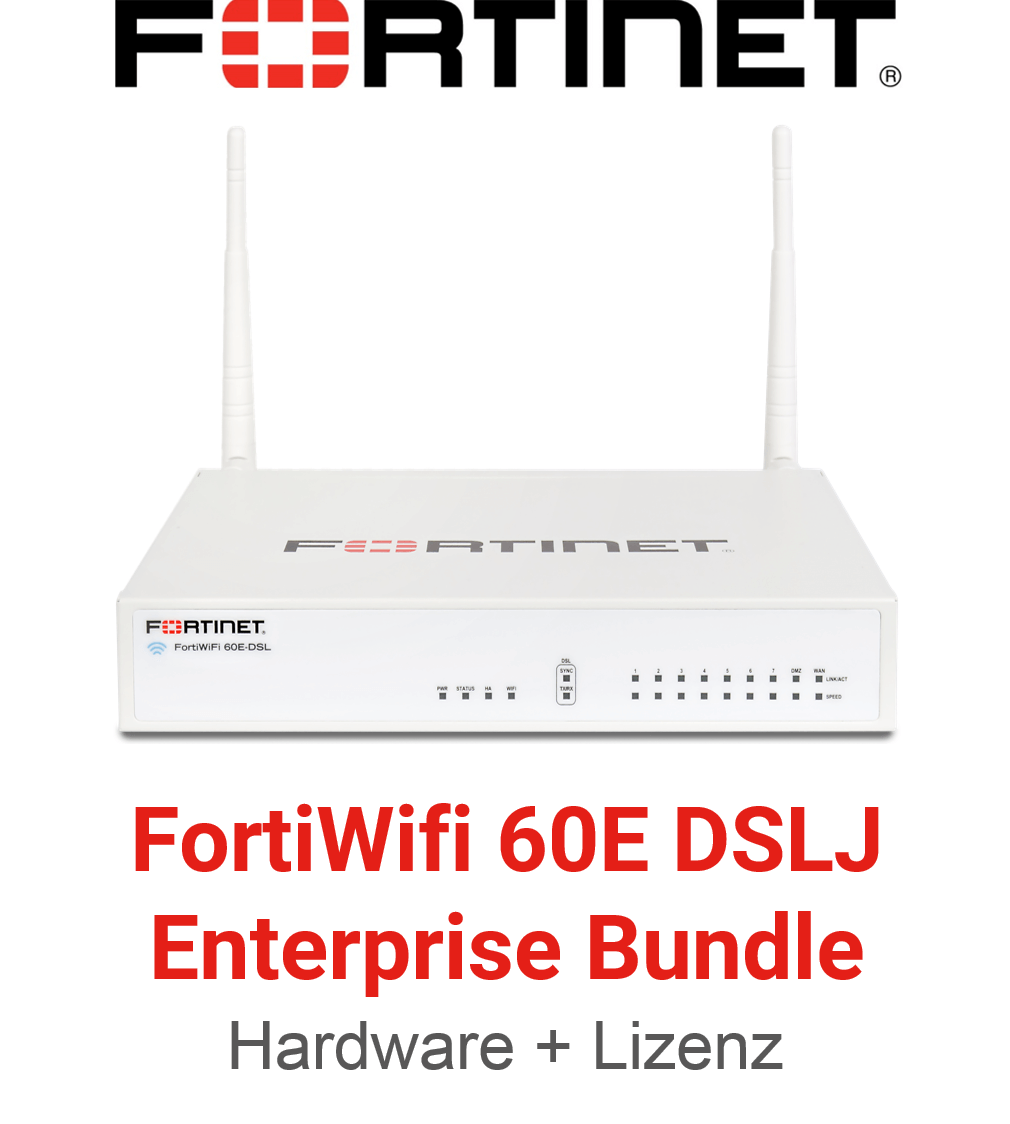 Fortinet FortiWifi-60E-DSLJ - Enterprise Bundle (Hardware + Lizenz)