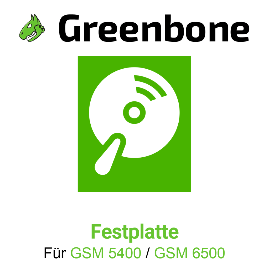 Greenbone Festplatte für GSM 5400 und GSM 6500 Symbolbild mit Greenbone logo