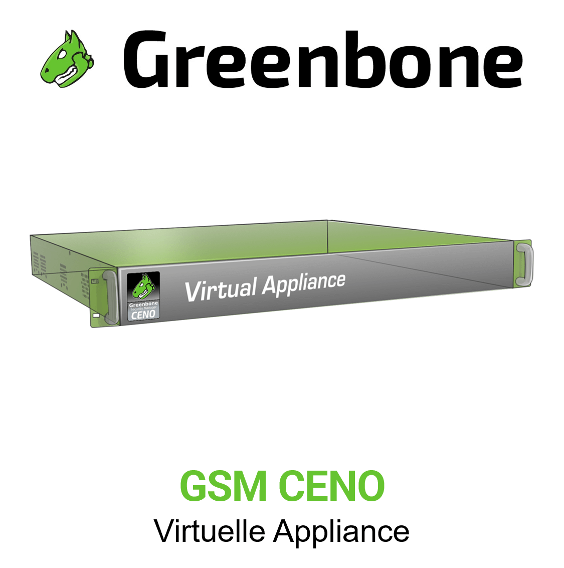 Greenbone GSM-CENO Virtuelle Appliance Vorschaubild mit Greenbone logo und Modellbezeichnung